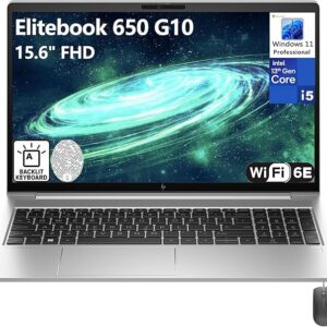 HP Elitebook 650 G10 15.6" FHD Business Laptop Computer, 13th Gen Intel 10-Core i5-1335U (Beat i7-1270P), 64GB DDR4 RAM, 2TB PCIe SSD, WiFi 6E, Bluetooth 5.3, Backlit KB, FR, Windows 11 Pro, AZ-XUT